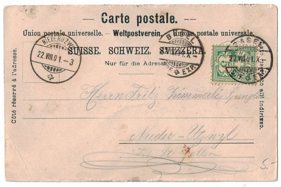 Ansichtskarten: Basel 1901 - Gewerbe-Ausstellung – Gebraucht aus Frauenfeld von POML 1