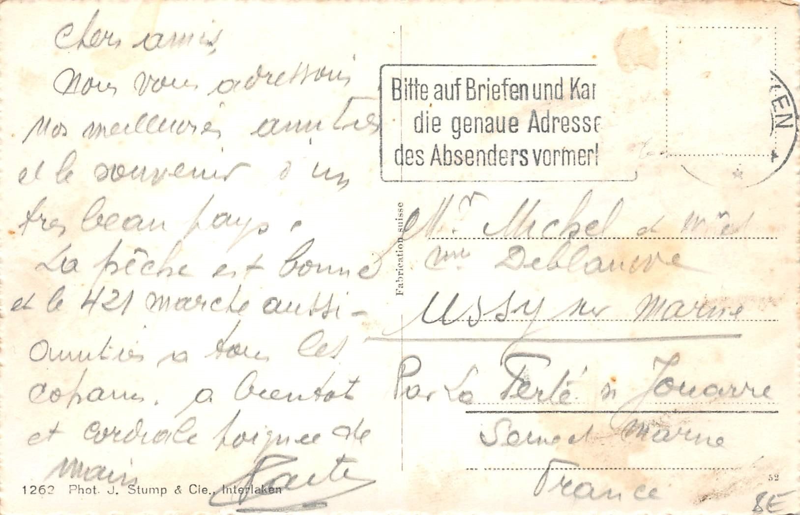 Cartoline postali: 2x Interlaken – Usato da Ottikon b.Kemptth. venduto da Neptun1974 1