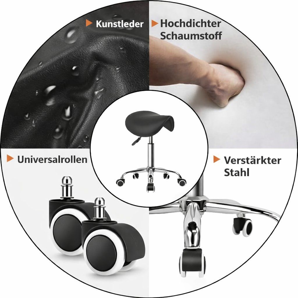 Hocker: Rollhocker Arbeitshocker Barhocker drehbar höhenverstellbar – Neu und originalverpackt aus Fislisbach von IboTrade 4