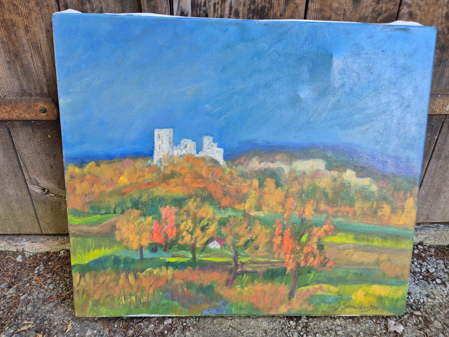 Dipinti: Gemälde Burg Landskron im Leimental / Elsass – Usato da Riehen venduto da flubber77
