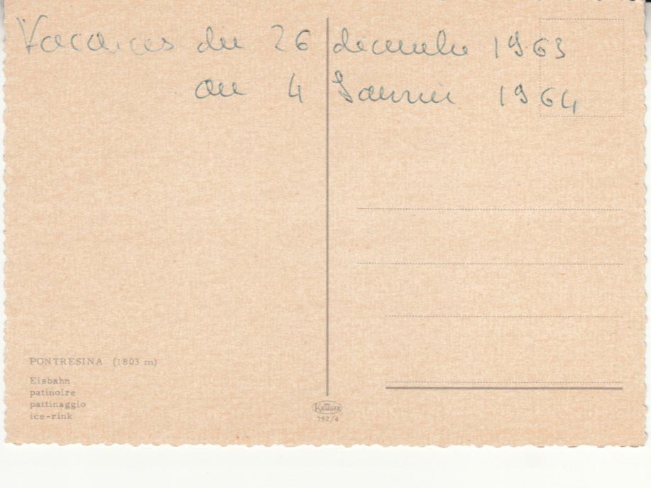 Cartoline postali: Pontresina 1963 – Usato da Bürglen TG venduto da StampGraf 1
