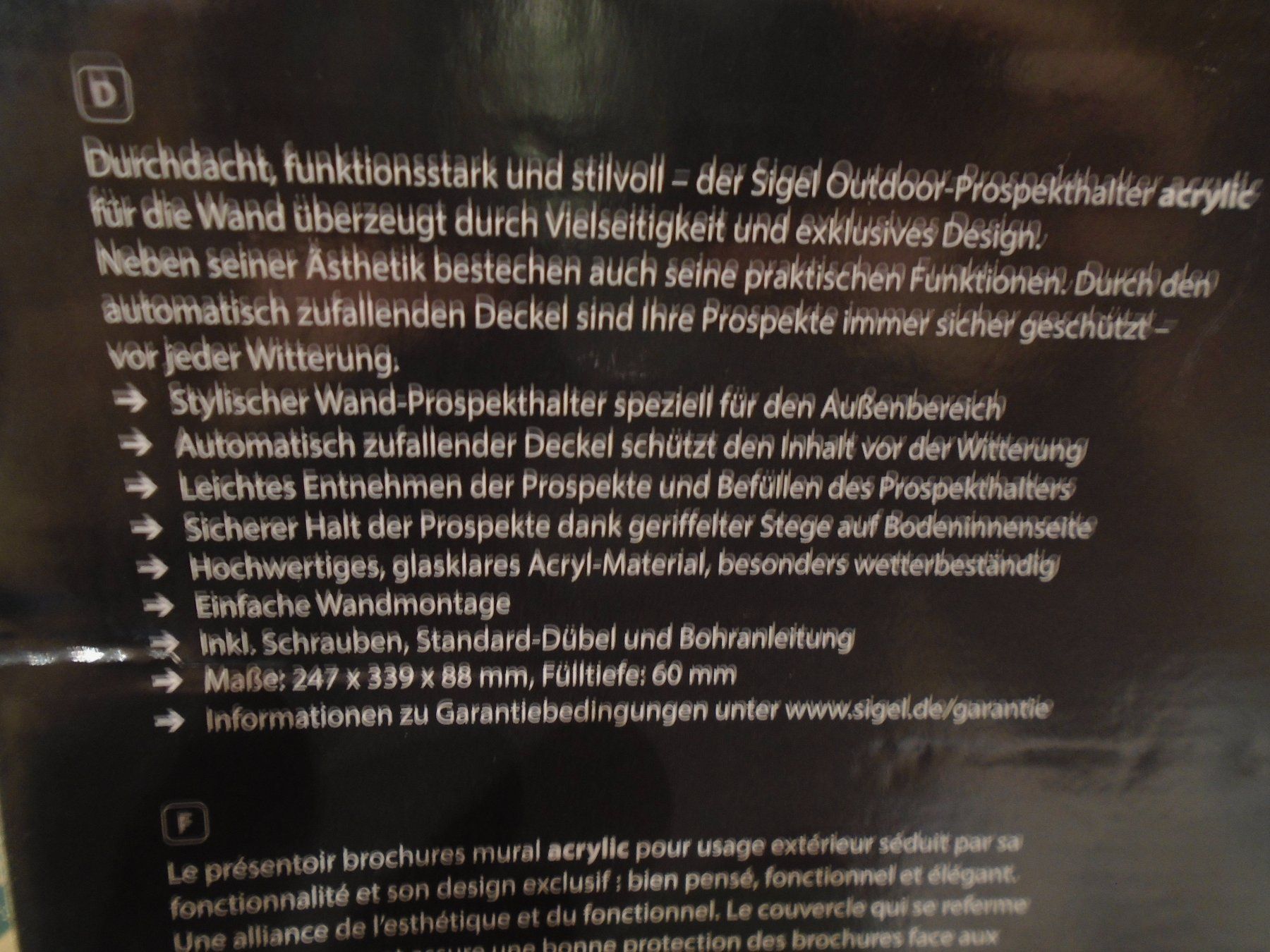 Sonstige Dekorationen & Accessoires: Outdoor - Prospekthalter, Sigel, DIN A4 – Neu und originalverpackt aus Zürich von abraxas1291 1