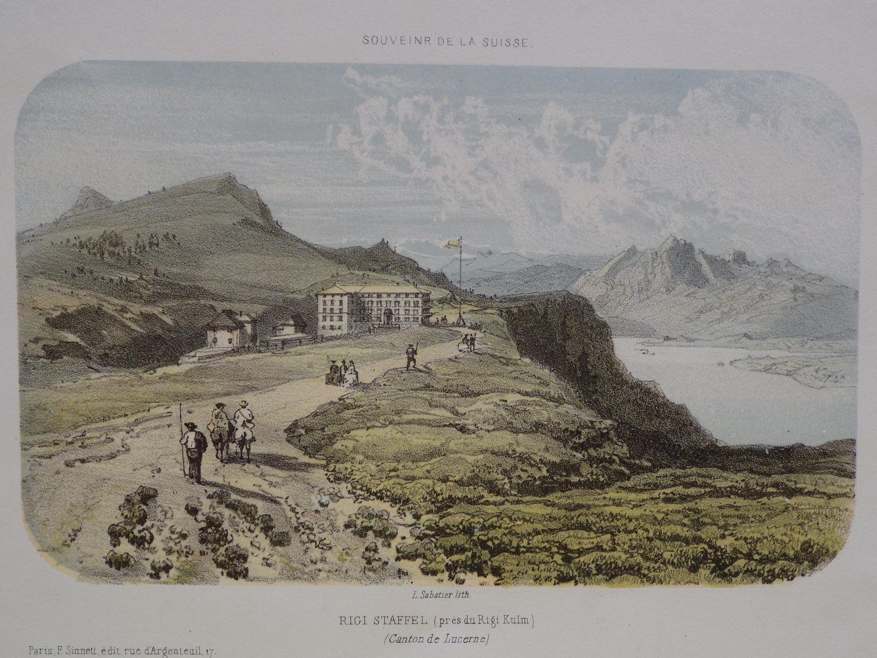 Stiche: Rigi Staffel getönte Lithographie – Gebraucht aus Risch von Antikfee 1