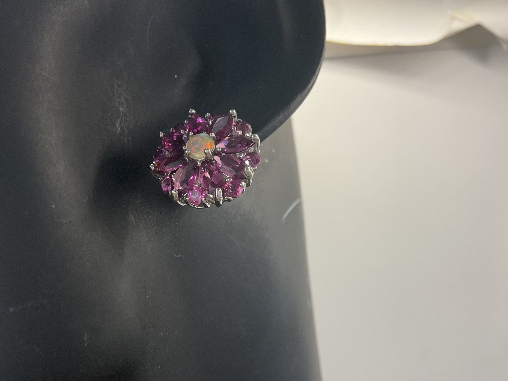 Boucles d'oreille: Ohrstecker wunderschön, Opal und Rhodolith – Neuf (Voir description) à luzern par Alpendorf1 1