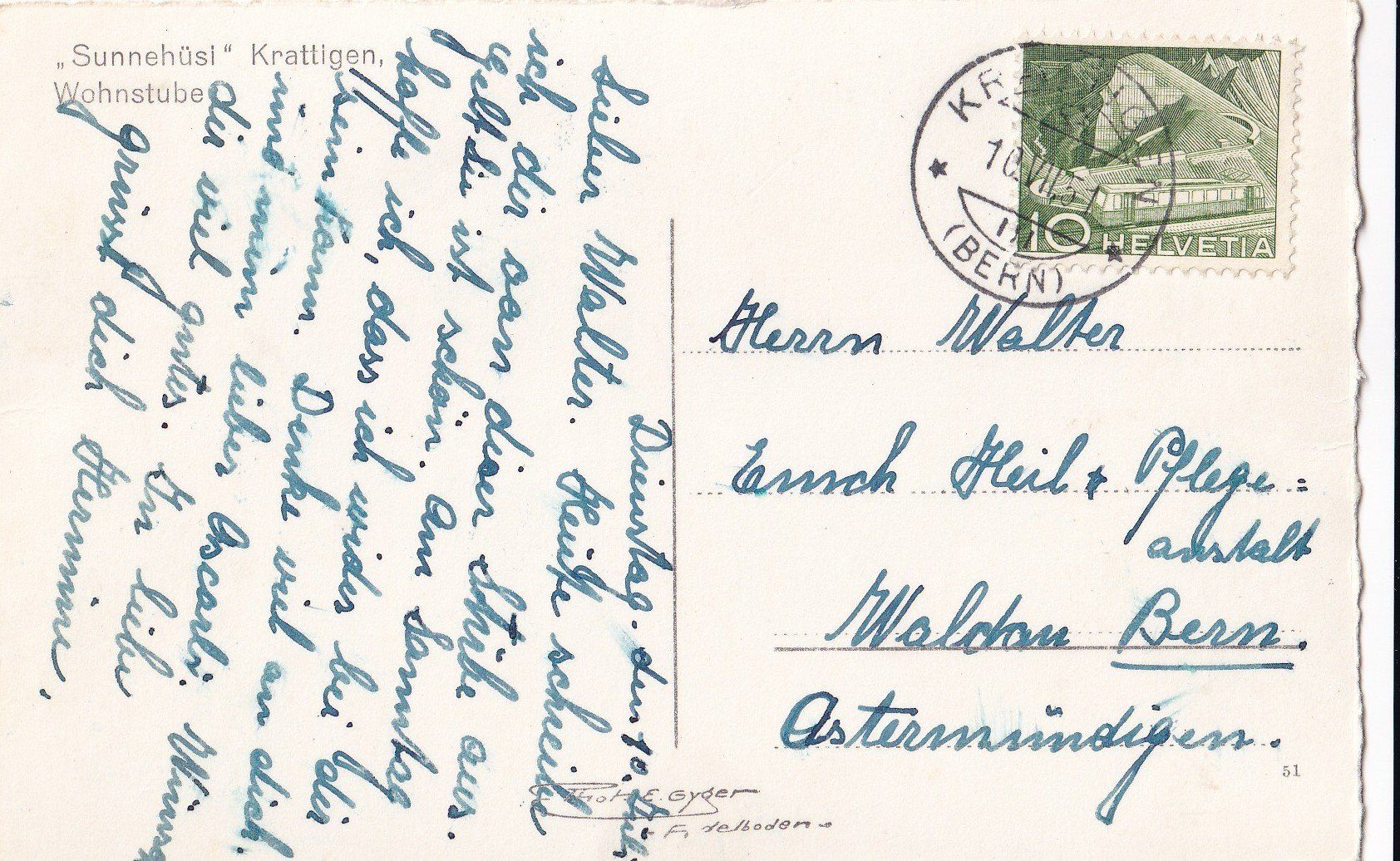 Cartes postales: Krattigen Sunnehüsi Wohnstube – D'occasion à Olten par clotaldi 1