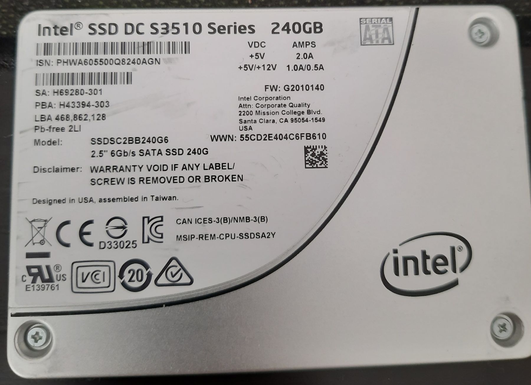 Intel Dischi rigidi: Intel SSD 240GB🙂 – Usato da Zürich venduto da vik_q29w