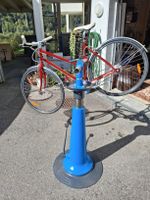 Fahrrad Montageständer blau mit Ablageschale massiv!