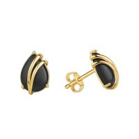 Paar Ohrstecker 375/- Gelbgold glanz Onyx