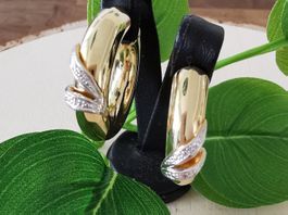 18Kt. Bi-Color grosse Creolen mit Diamanten