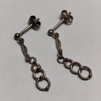 Vintage Silver silber Stud Earrings Boucles d'Oreilles #A4