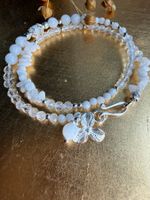 Mondstein,Bergkristall und 925 Silber Armband