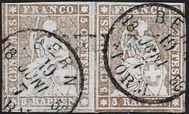 22D Paar selten BERN Vollstempel interessant Attest ab 1.-