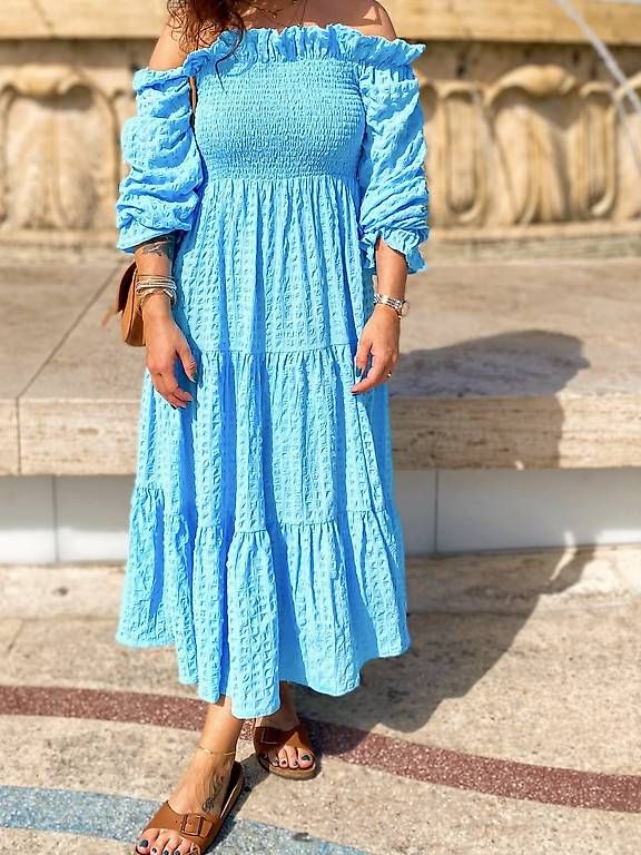 Kleider: Hellblaues Off the Shoulder Midi-Kleid von Gina Tricot – Gebraucht aus Männedorf von Topojasa 2