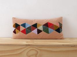 Coussin Christina Lundsteen velours patchwork fait main