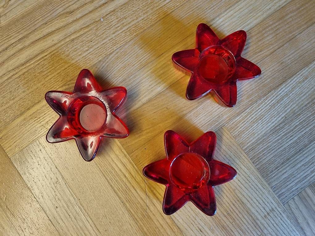 Bougeoirs: Teelichthalter Sterne rot aus Glas – D'occasion à Goldach par ladybird75 3