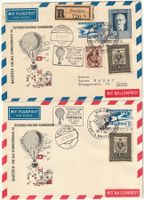 AUT 1950, beide So-Umschläge 1. Ballonpostflug in die Schwei