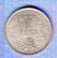 Germany coins 1 mark 1874 D selten silber -UNC