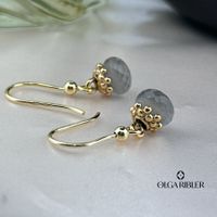 Grauer Mondstein Ohrringe – Sterling Silber vergoldet