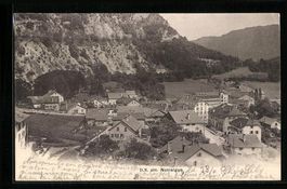 AK Noiraigue, Totale mit Gebirgswand