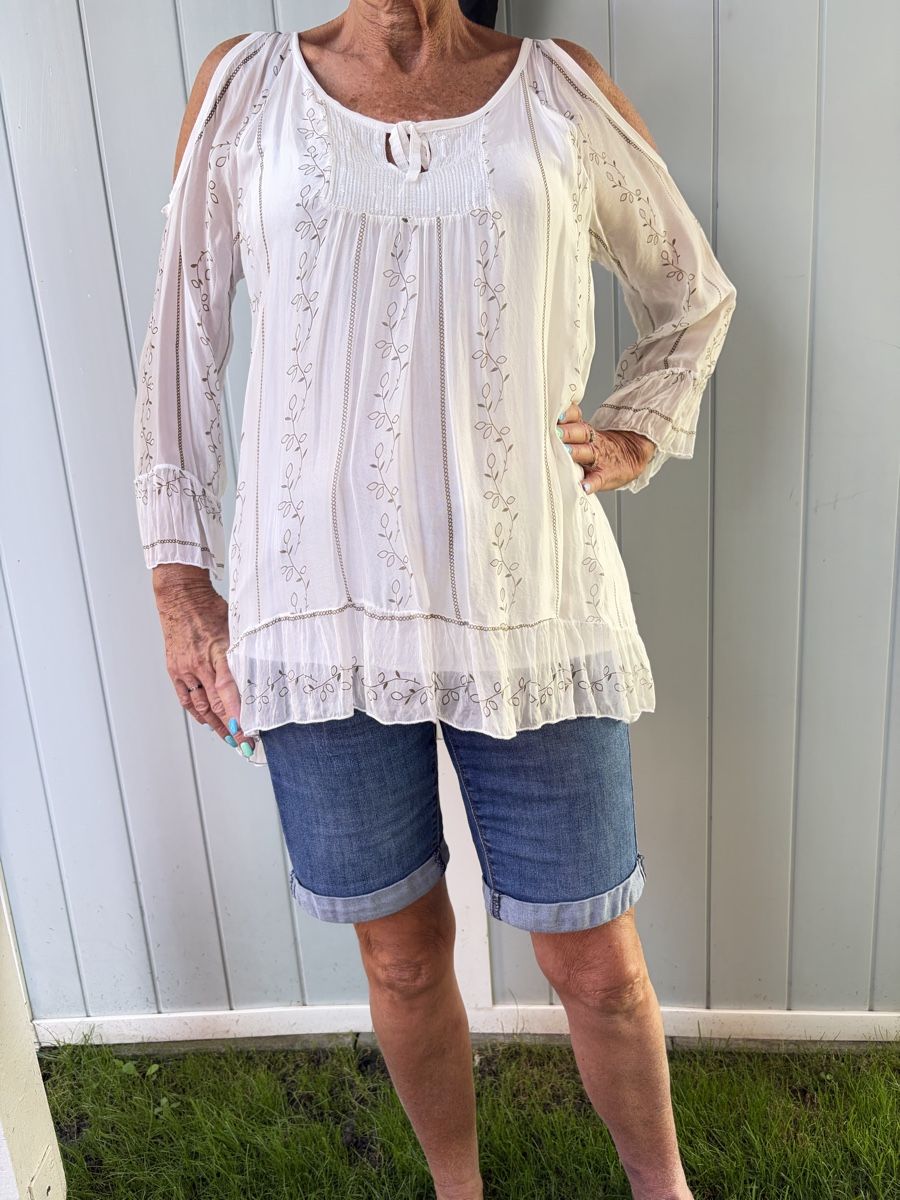 Tuniche: Damen Bluse weiss, Grösse S/M – Usato da Bern venduto da Bern4you
