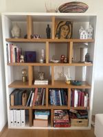Bookshelf white wood modern design 150x198x34cm