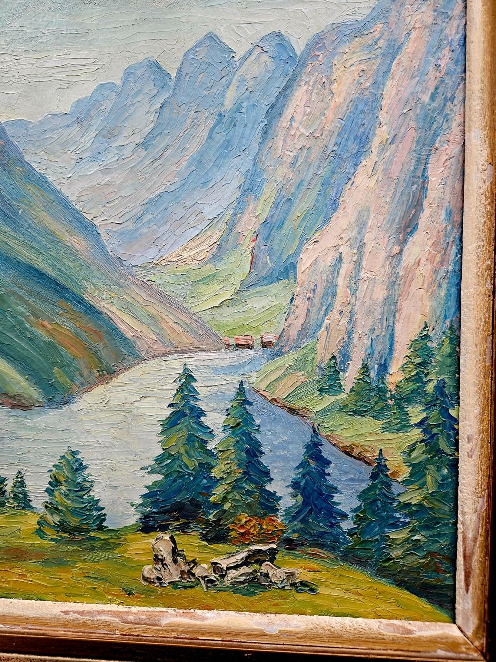 Dipinti: Gemälde Max Kälin Alpenlandschaft mit Fluss Ölgemälde – Usato da Zürich venduto da adriben 7