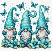 Kreuzstich-Handarbeit-Sticken-3 Gnome-Deko- 36x30cm