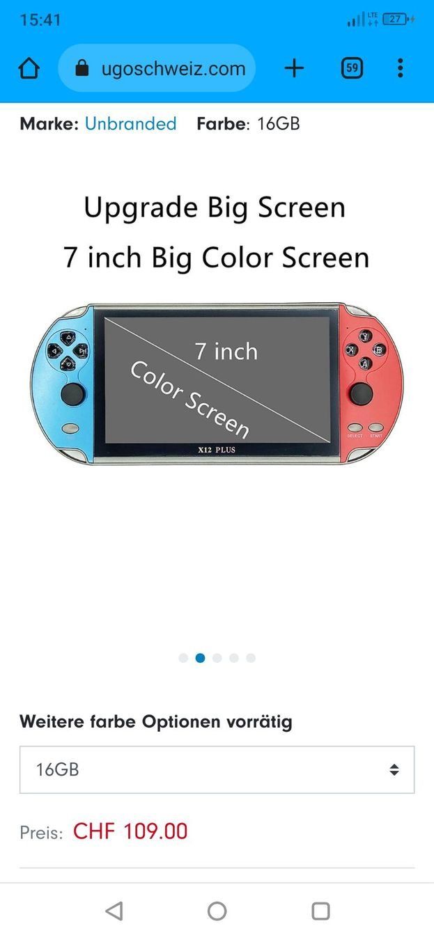 Console: Handheld Gameplayer wie Nintendo Switch – Nuovo (secondo la descrizione) da Pfungen venduto da pegbob