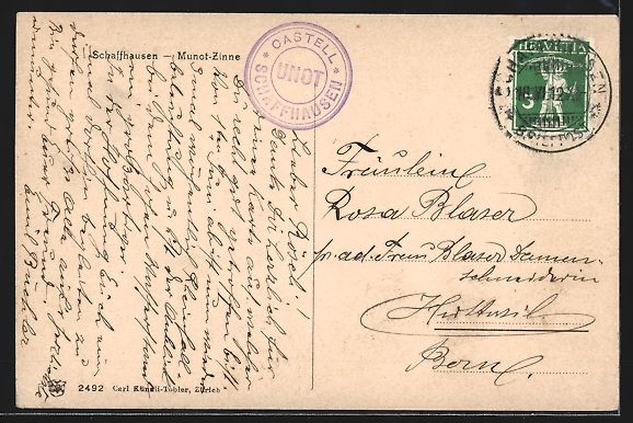 Cartoline postali: Schaffhausen, Zirkularfestung Munot, Ter – Usato da Berlin venduto da bartko-reher 1