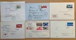 6 Luftpostbriefe / Flugpost 1941-1953, Pro Aéro, Alpenflug