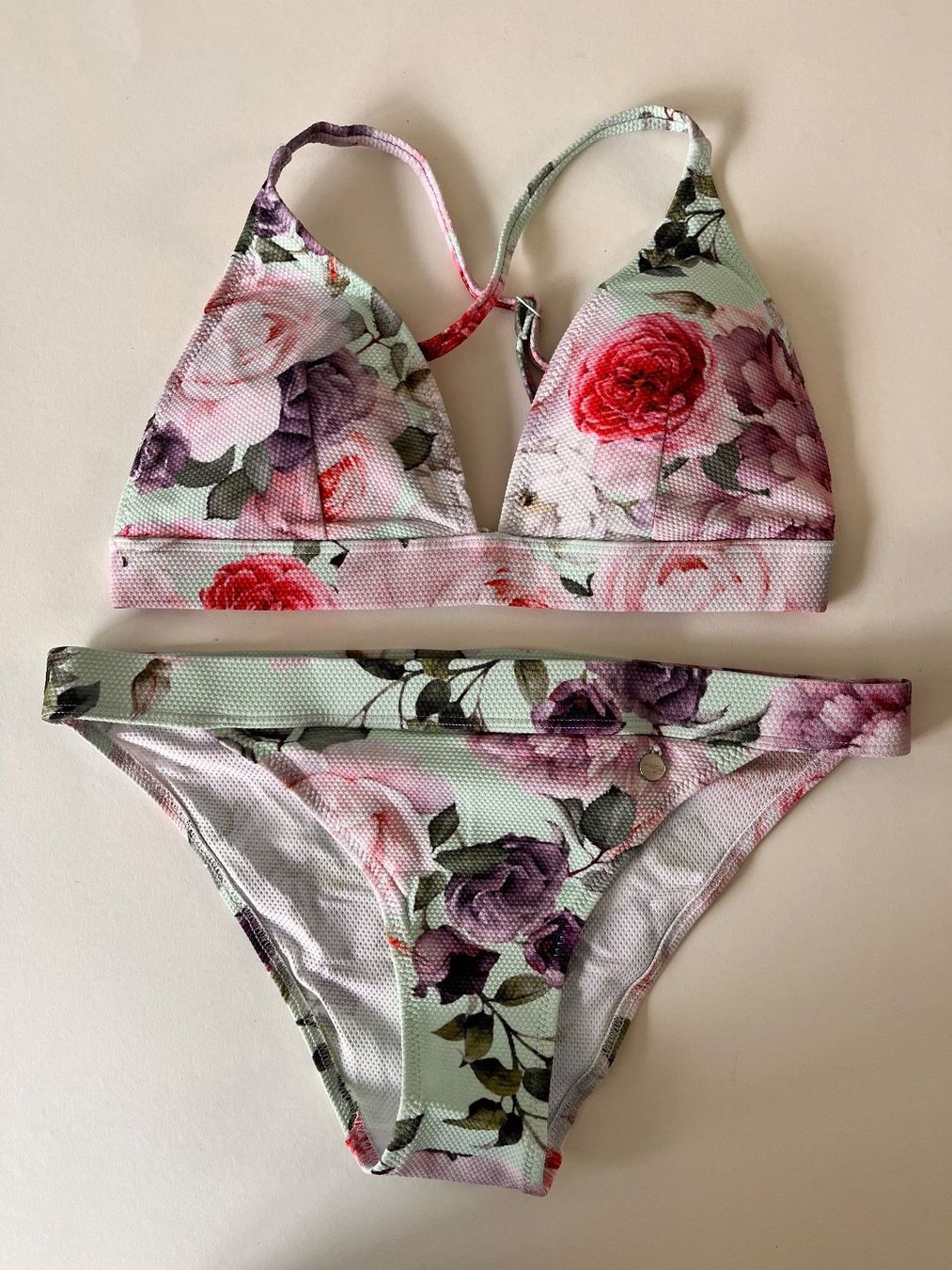 Lascana Costumi da bagno & Bikini: LASCANA, Bikini, Grösse 38C/D/38, Farbe Hellgrün mit Blumen – Nuovo e nell'imballaggio originale da Rudolfstetten venduto da gst_g7xl