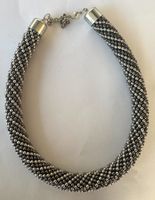 Collier perles argenté metal