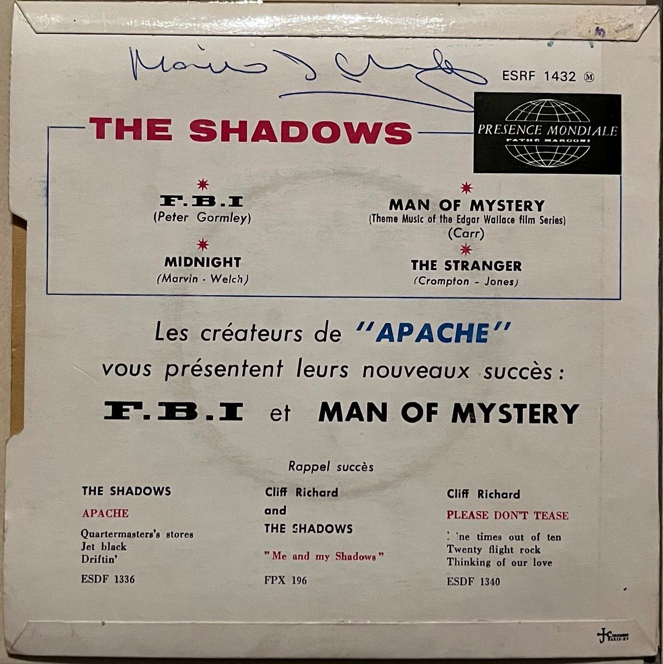 Schallplatten: THE SHADOWS - F.B.I. – Gebraucht aus Bussigny von vinyl-pas-cher 1