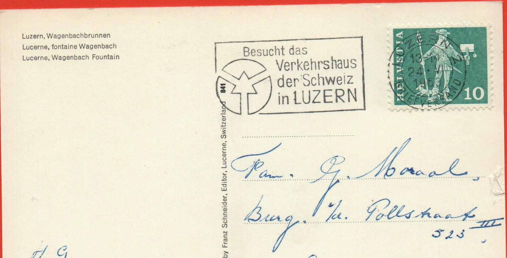 Cartoline postali: LUZERN Wagenbachbrunnen - Auto – Usato da Jona venduto da philajona 1