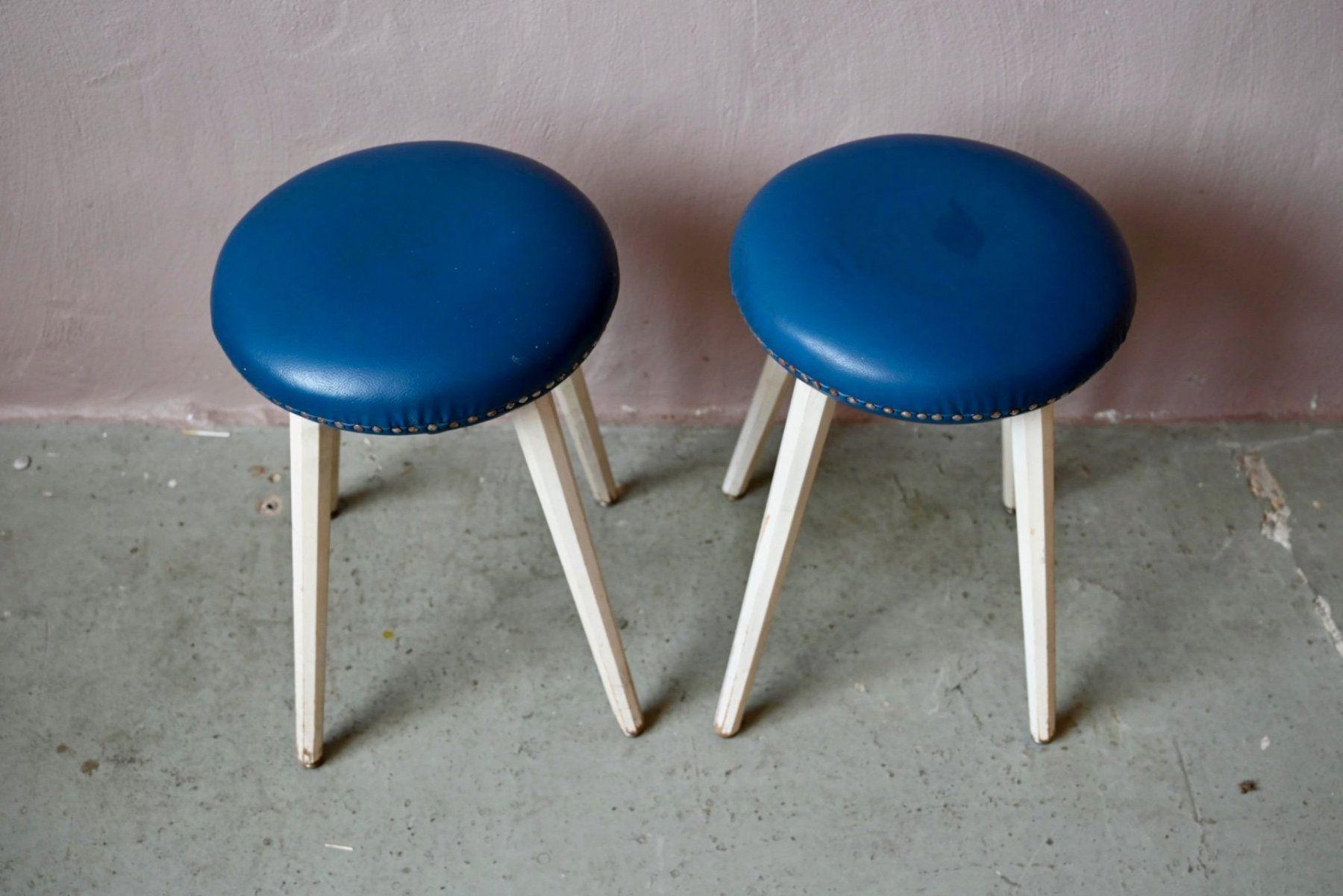 Tabourets: Paire tabourets rockabilly bleu bois blanc – D'occasion à COLMAR par Sophiebellelurette 5