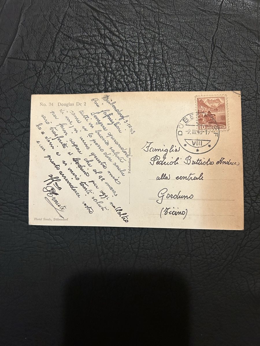 Cartoline postali: Dübendorf 1943, Swiss Air Lines  – Usato da Breganzona venduto da Milesbo 1