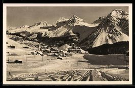 AK Arosa, Panorama im Winter, Furkahörner