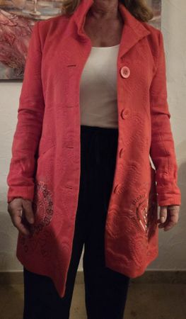 Desigual Mantel - Grösse 36 in Rot/Koralle