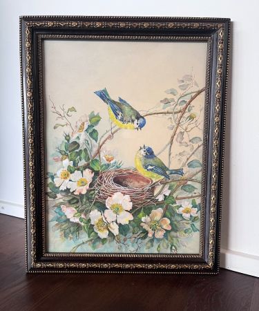 Original Aquarell Gemälde mit fein verziertem Rahmen