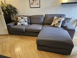 Ecksofa dunkelgrau Stoff gebraucht