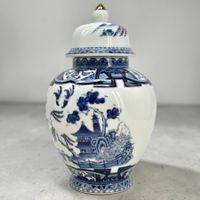 Pot à gingembre porcelaine Blue Willow bleu cobalt, Japon