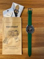 Lederarmband Grün, Kalbsleder - MoonSwatch - Omega Swatch