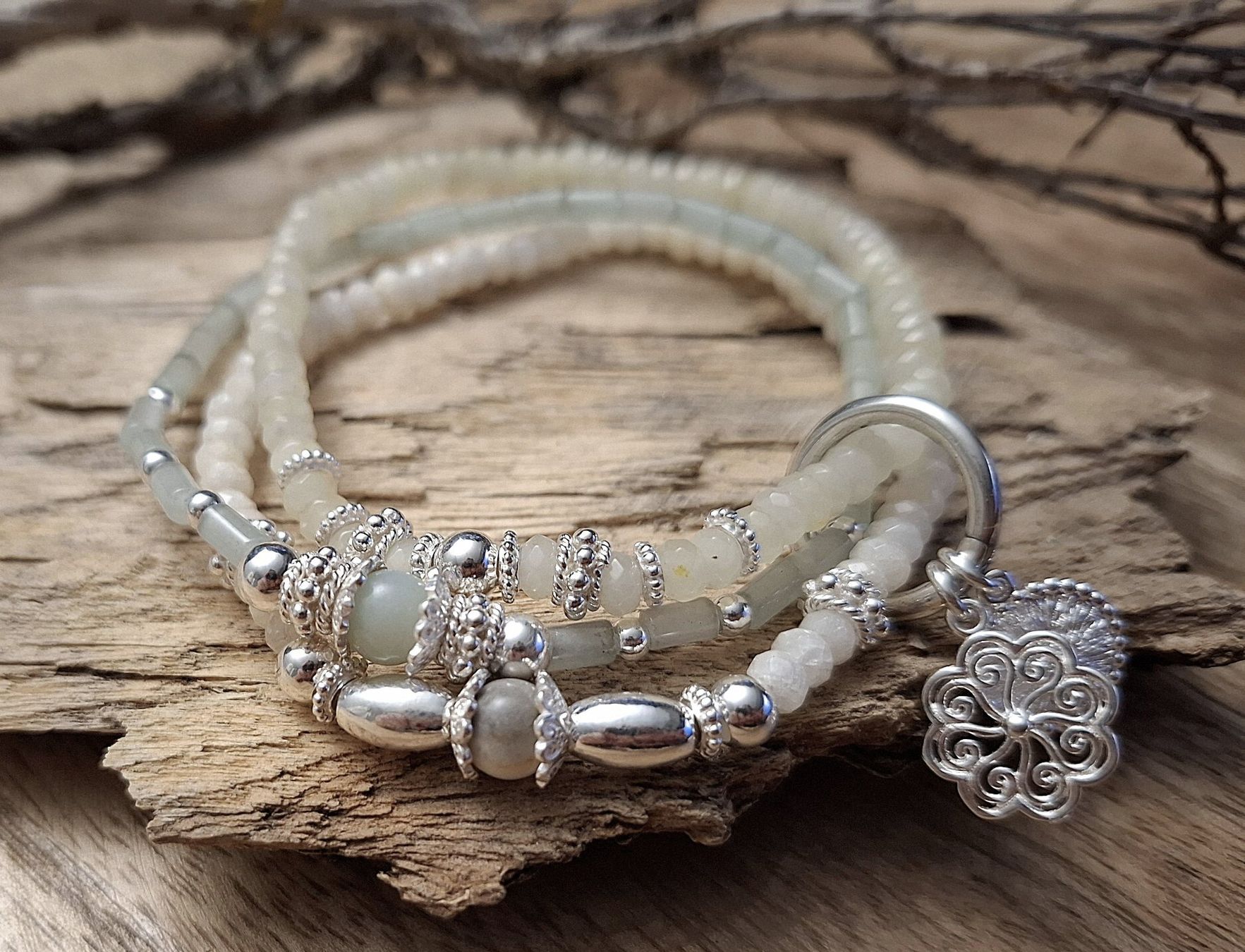 Bracciali & Braccialetti: ELENA Jadearmband - Sterling Silber - hellgrün – Nuovo e nell'imballaggio originale da Mühlethal venduto da nicita-modeschmuck 1