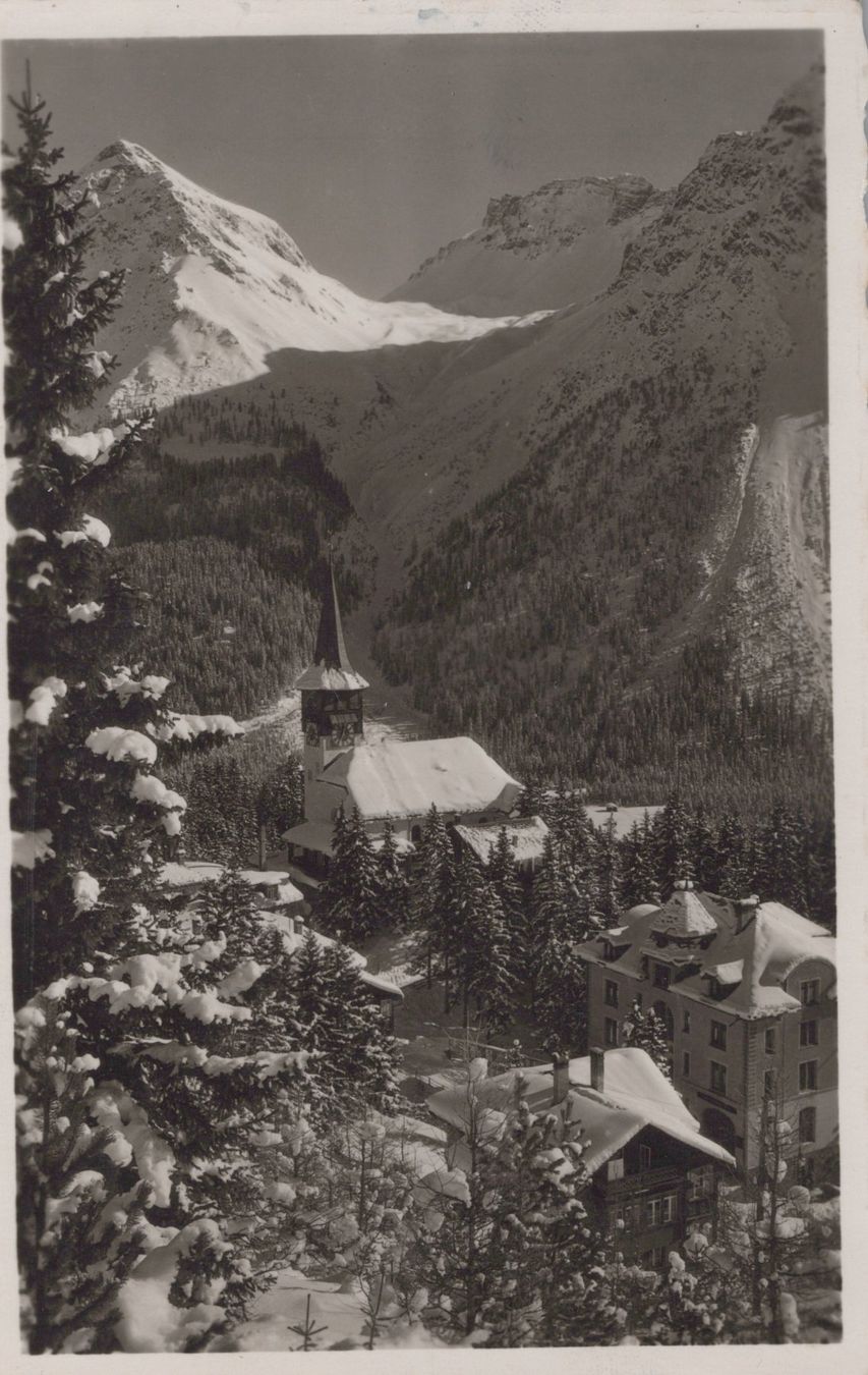 Cartoline postali: 0051 - Postkarte / Ansichtskarte - Arosa Dorfkirche – Usato da Reinach BL venduto da Boston-Verkauf