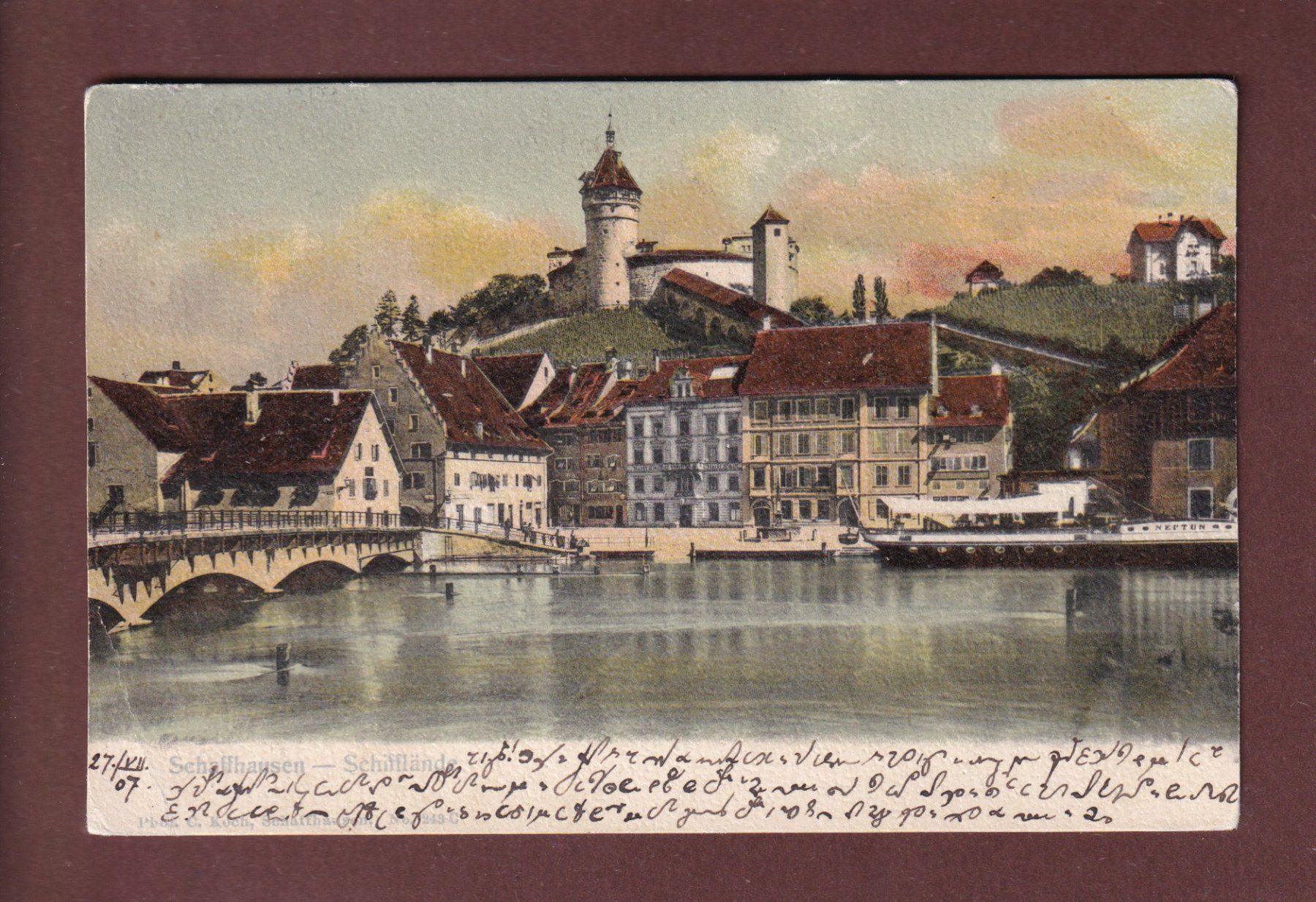Cartoline postali: SCHAFFHAUSEN - Schifflände - 1907 – Usato da Pully venduto da nicecards-shop