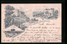 Litho Habsburg, Burg mit Zugangsweg, Gas