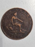 Münze 10 Centimos 1870 Spanien Diez Gramos