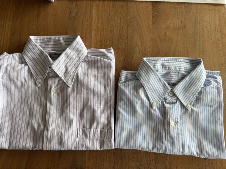 2x Herren-Kurzarmhemden, gestreift, Grösse 41