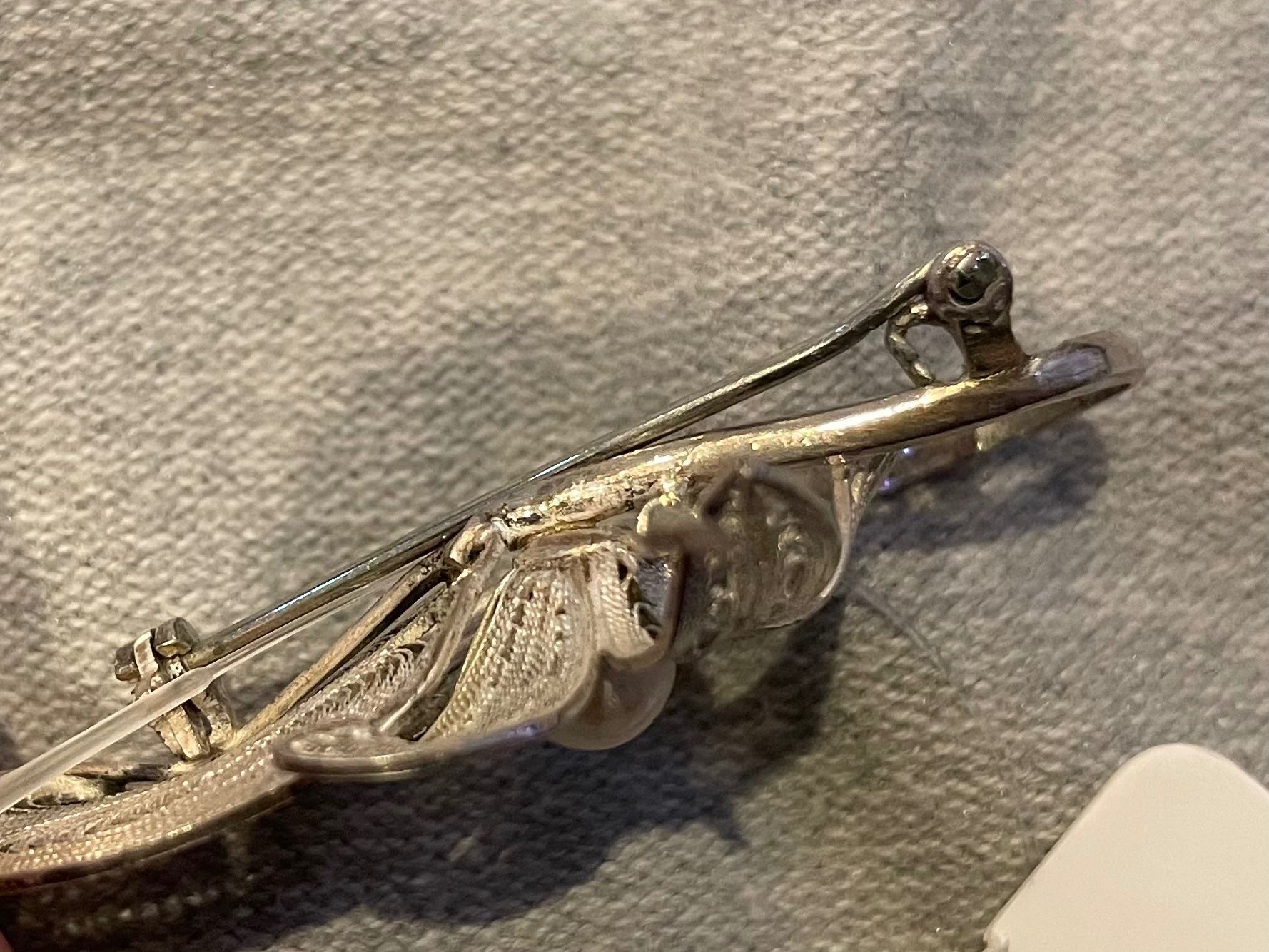 Spille & Fermagli: Silber Brosche mit Akoya Perle - Nr. 528 – Usato da Hittnau venduto da LuxAndMore 4
