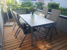 STERN 4x Gartenstuhl klappbar grau